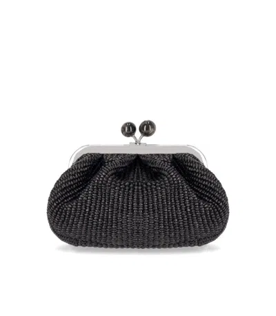 Weekend Max Mara Pasticcino Palmas Small Black Clutch Bag