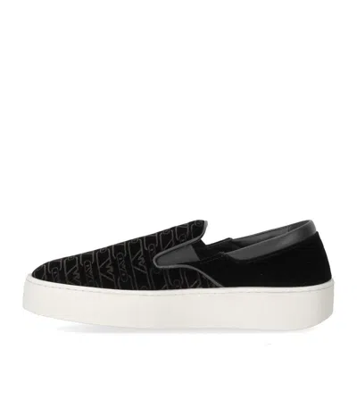Emporio Armani Black Monogram Slip-on Sneaker