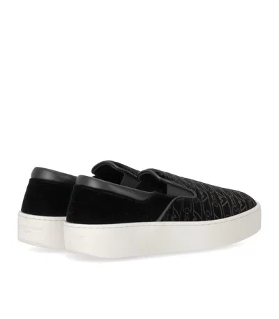 Emporio Armani Black Monogram Slip-on Sneaker