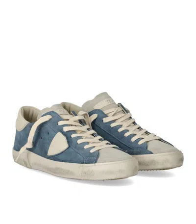 Philippe Model Prsx Daim Blue Cream Sneaker In Blue