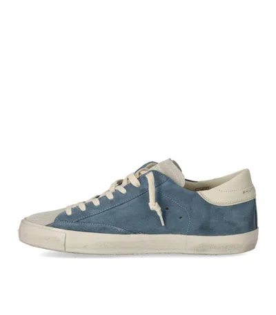 Philippe Model Prsx Daim Blue Cream Sneaker In Blue