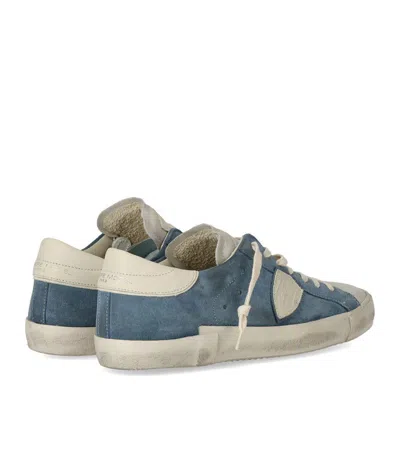 Philippe Model Prsx Daim Blue Cream Sneaker In Blue