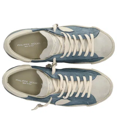 Philippe Model Prsx Daim Blue Cream Sneaker In Blue