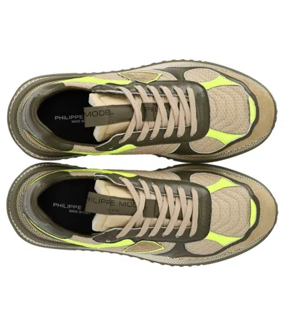 Philippe Model Olympique Neon Military Green Sneaker In Multi