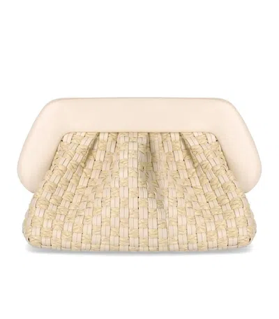 Themoirè Bios Micro Weaved Straw Shell Clutch Bag