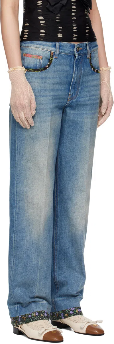 Valentino Straight-fit Denim Pants With Colorful Embellishments