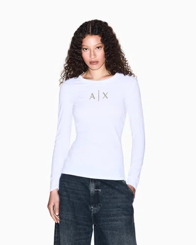 Armani Exchange Long Sleeves T-shirts In White