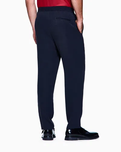 Giorgio Armani Cupro And Viscose Flat-front Trousers With A Micro Chevron Motif