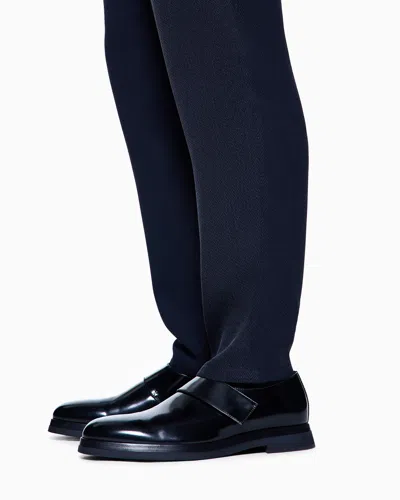 Giorgio Armani Cupro And Viscose Flat-front Trousers With A Micro Chevron Motif