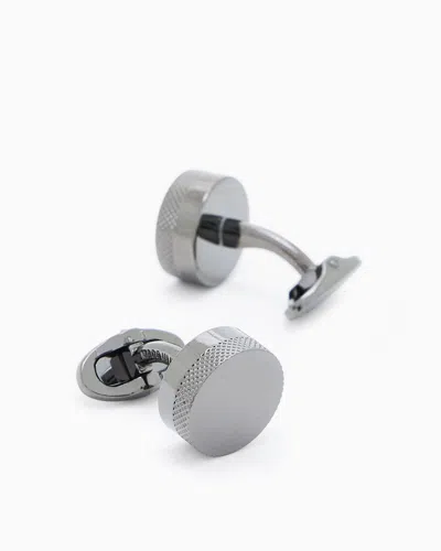 Giorgio Armani Textured Round Cufflinks In Gray