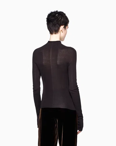 Giorgio Armani Mock-neck Silk Jumper In Brown
