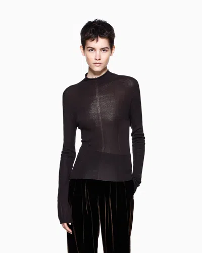 Giorgio Armani Mock-neck Silk Jumper In Brown