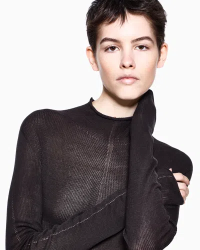 Giorgio Armani Mock-neck Silk Jumper In Brown