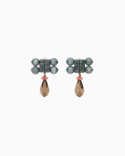 Giorgio Armani Resin And Quartz Clip-on Earrings