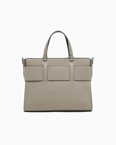 Armani Exchange Large Tote Bag With Double Handles And Shoulder Strap