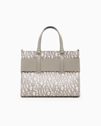 Armani Exchange Large Tote Bag With Double Handles And Shoulder Strap