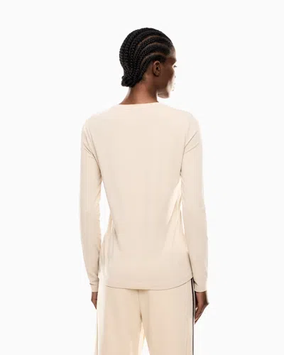 Ea7 Core Lady Stretch-jersey, Long-sleeved T-shirt In Neutral