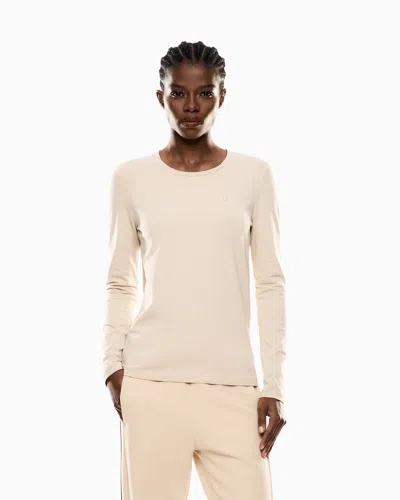 Ea7 Core Lady Stretch-jersey, Long-sleeved T-shirt In Neutral