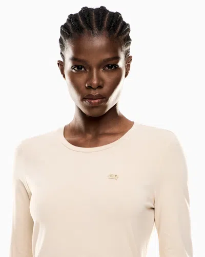 Ea7 Core Lady Stretch-jersey, Long-sleeved T-shirt In Neutral