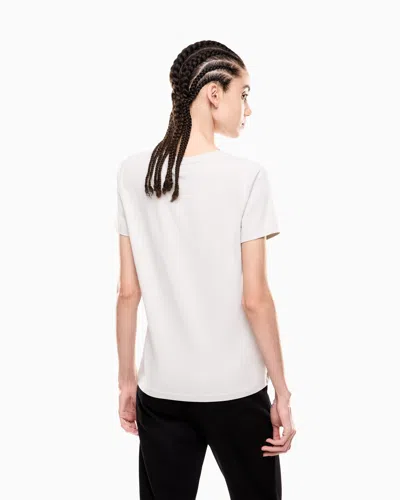 Ea7 Logo Series Stretch-cotton Crew-neck T-shirt With Rhinestones In White