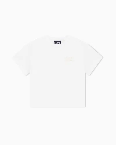 Ea7 Core Identity Girl Stretch-cotton Crew-neck T-shirt In White