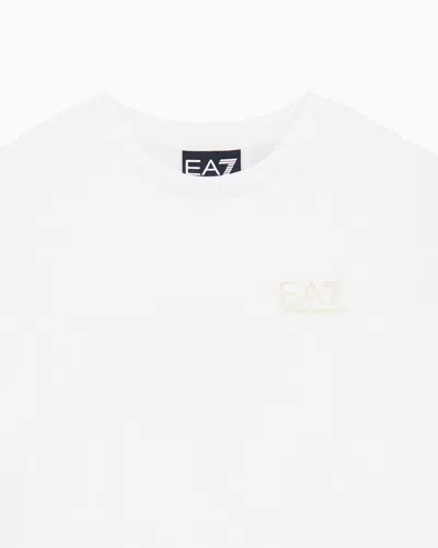 Ea7 Core Identity Girl Stretch-cotton Crew-neck T-shirt In White