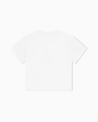 Ea7 Core Identity Girl Stretch-cotton Crew-neck T-shirt In White