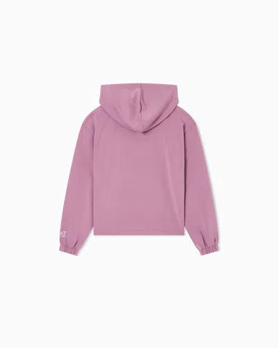 Ea7 Asv Logo Series Girl Recycled-fabric Hooded Sweatshirt In Pink