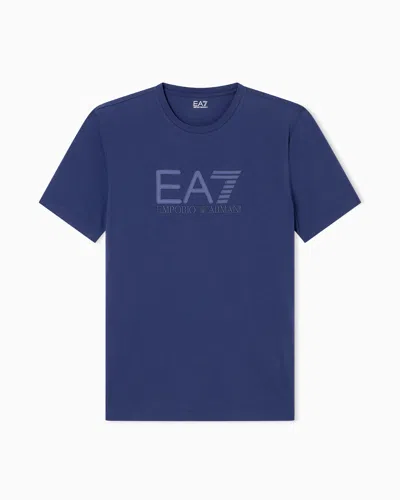 Ea7 Visibility Short-sleeved T-shirt In Cotton Stretch Jersey