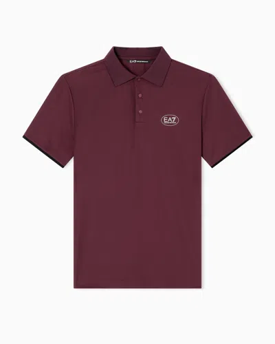 Ea7 Golf Pro Short-sleeved Polo Shirt In Ventus7 Technical Fabric In Red
