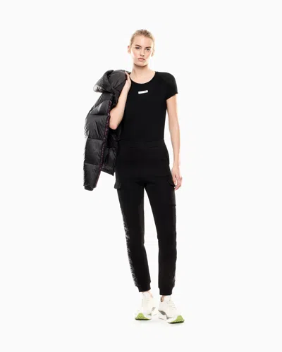 Ea7 Dynamic Athlete Crew-neck T-shirt In Natural Ventus7 Technical Fabric In Black