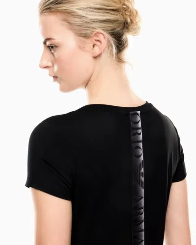 Ea7 Dynamic Athlete Crew-neck T-shirt In Natural Ventus7 Technical Fabric In Black