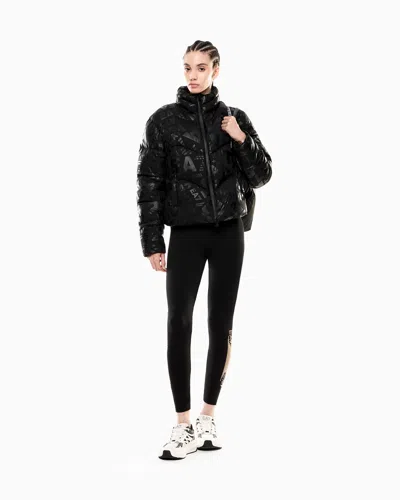 Ea7 Logo Series Stretch Cotton Blend Leggings In Black