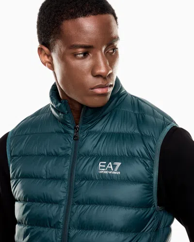 Ea7 Core Identity Packable Gilet In Blue