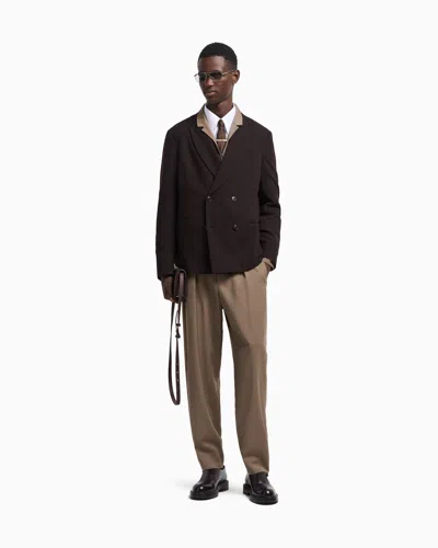Emporio Armani Cashmere And Wool Doubke-breasted Jacket In Brown
