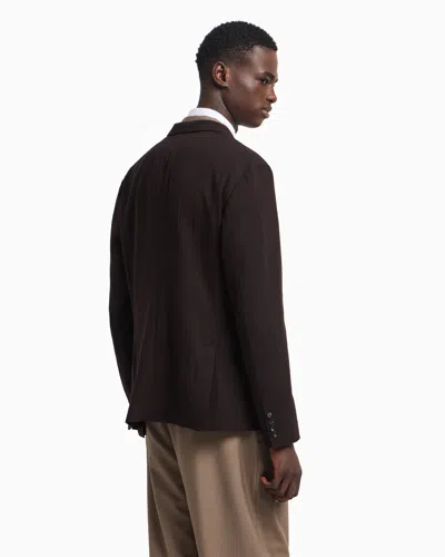 Emporio Armani Cashmere And Wool Doubke-breasted Jacket In Brown