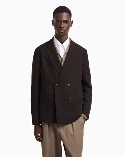 Emporio Armani Cashmere And Wool Doubke-breasted Jacket In Brown
