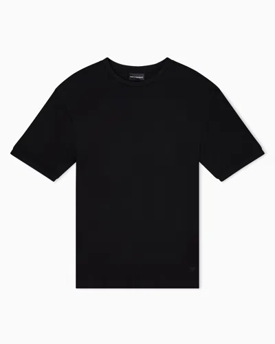 Emporio Armani Short-sleeved Jumper In A Seamless Plain-knit Virgin Wool In Black