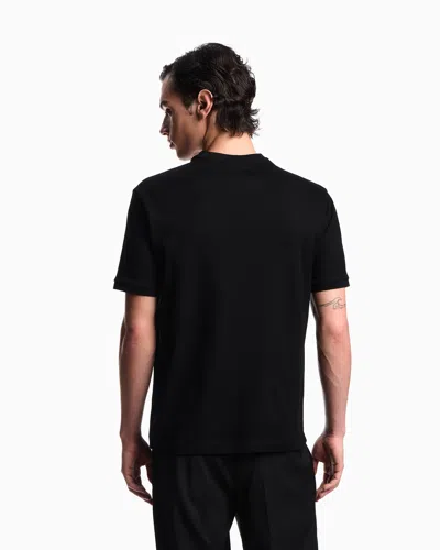 Emporio Armani Short-sleeved Jumper In A Seamless Plain-knit Virgin Wool In Black