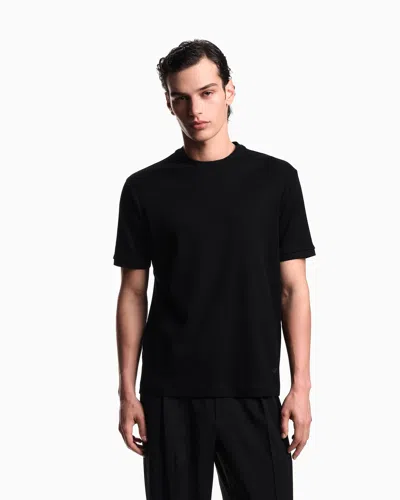 Emporio Armani Short-sleeved Jumper In A Seamless Plain-knit Virgin Wool In Black