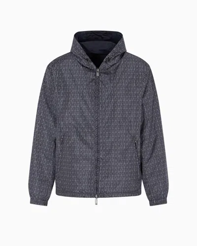 Emporio Armani Mens Texture Allover Patt Graphic-print Windbreaker Shell Jacket
