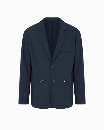 Emporio Armani Single-breasted Blazer Jacket In Blue