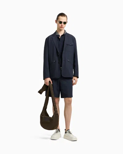 Emporio Armani Single-breasted Blazer Jacket In Blue