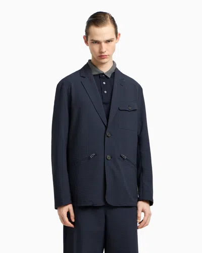 Emporio Armani Single-breasted Blazer Jacket In Blue