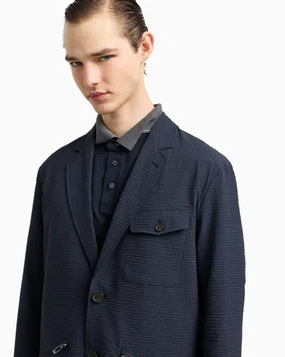 Emporio Armani Single-breasted Blazer Jacket In Blue