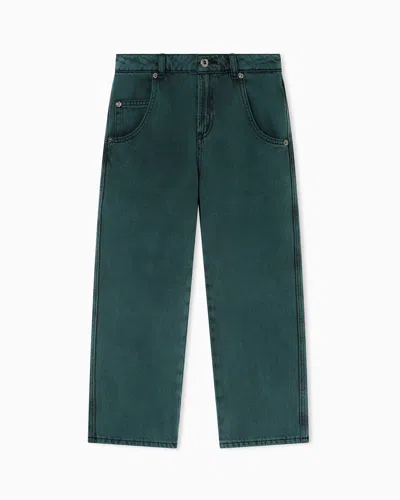 Emporio Armani Kids' Loose-fit Jeans In Worn-look Denim In Blue
