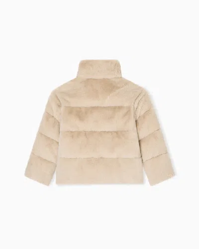 Emporio Armani Full-zip Jacket In Faux-fur Fabric In Neutral