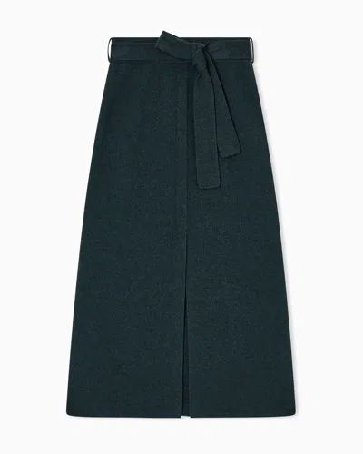 Emporio Armani Wool Long Skirt With Slit And Belt