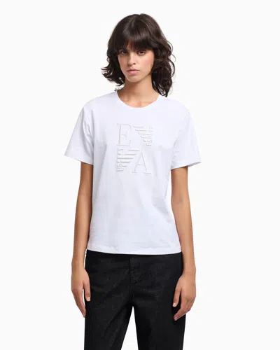 Emporio Armani Asv Winter Urbanism Capsule Collection Organic-jersey T-shirt With Logo Embroidery