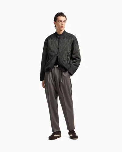 Emporio Armani Virgin Wool Jumper With Micro Jacquard Op-art Diamonds In Multi